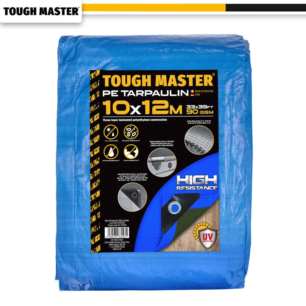 Reinforced garden Tarpaulin, tarpaulin 90gsm±3% Tough Master in various sizes from 2 to 15m