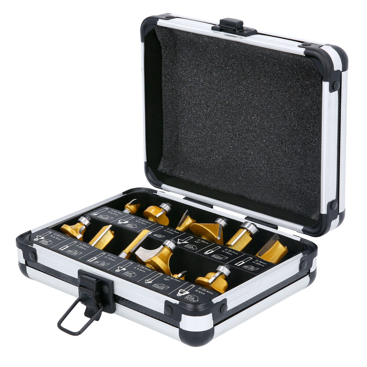 Milling bit set carbon steel, for wood Tough Master TM-RB12A