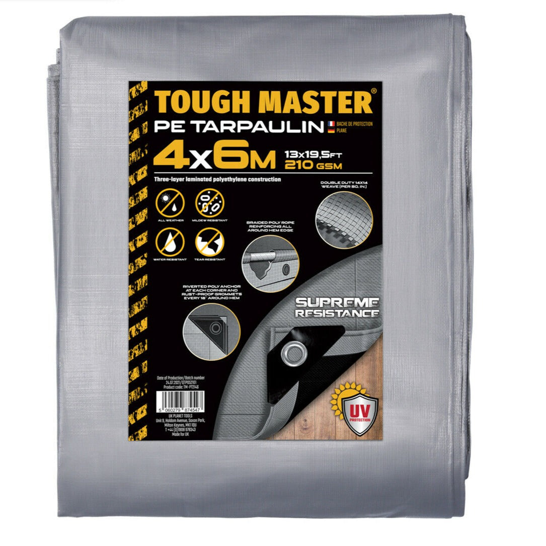 Reinforced garden Tarpaulin, tarpaulin 210gsm±3% Tough Master in various sizes from 2 to 15m