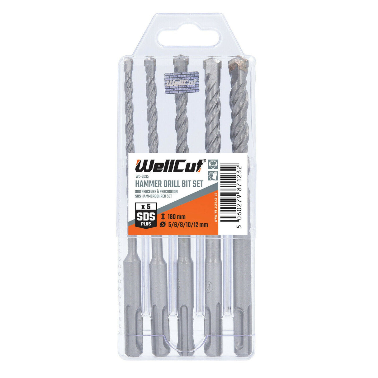 SDS drill set 5pcs 5, 6, 8, 10, 12mm WellCut WC-SDS5