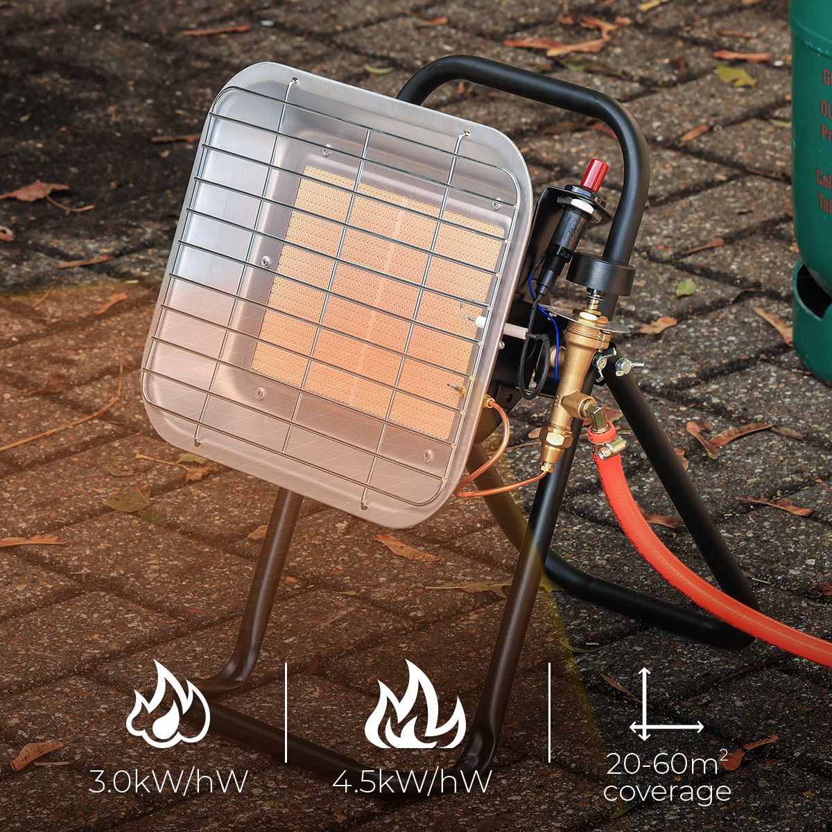 Dujinis Šildytuvas Su Stovu Ir Uždegikliu, Nešiojamas 4,5KW TOUGH MASTER®