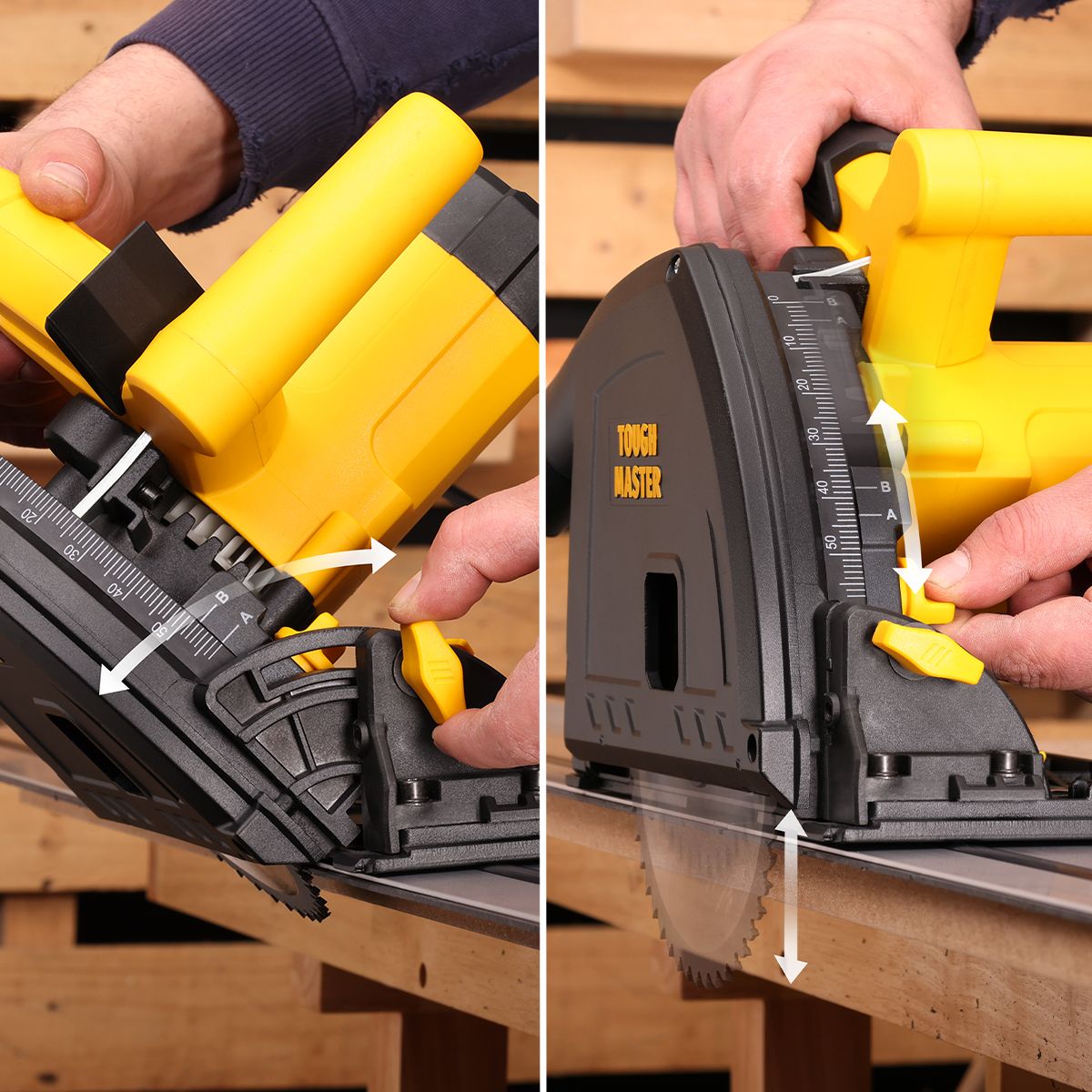 Įgilinamasis diskinis pjūklas su disku 165mm 48T - 1400W  Tough Master  TM-PTS165