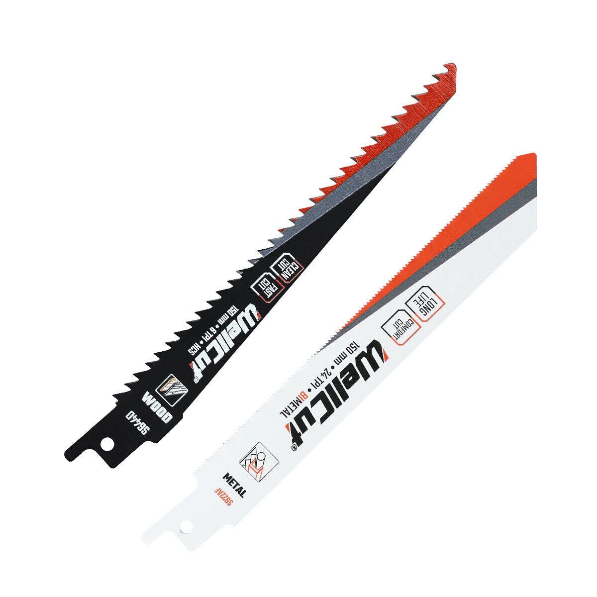 5 pcs. reciprocating saw blades for wood and metal suitable for Bosch, Dewalt and Makita tools. WellCut WC-RB5