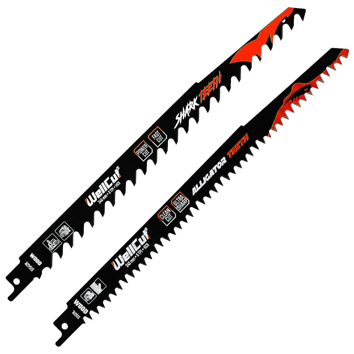 5pcs reciprocating saw blades for wood and metal suitable for Bosch, Dewalt and Makita tools. WellCut WC-RB5T