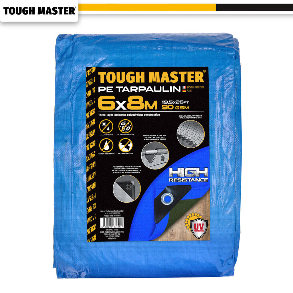 Reinforced garden Tarpaulin, tarpaulin 90gsm±3% Tough Master in various sizes from 2 to 15m