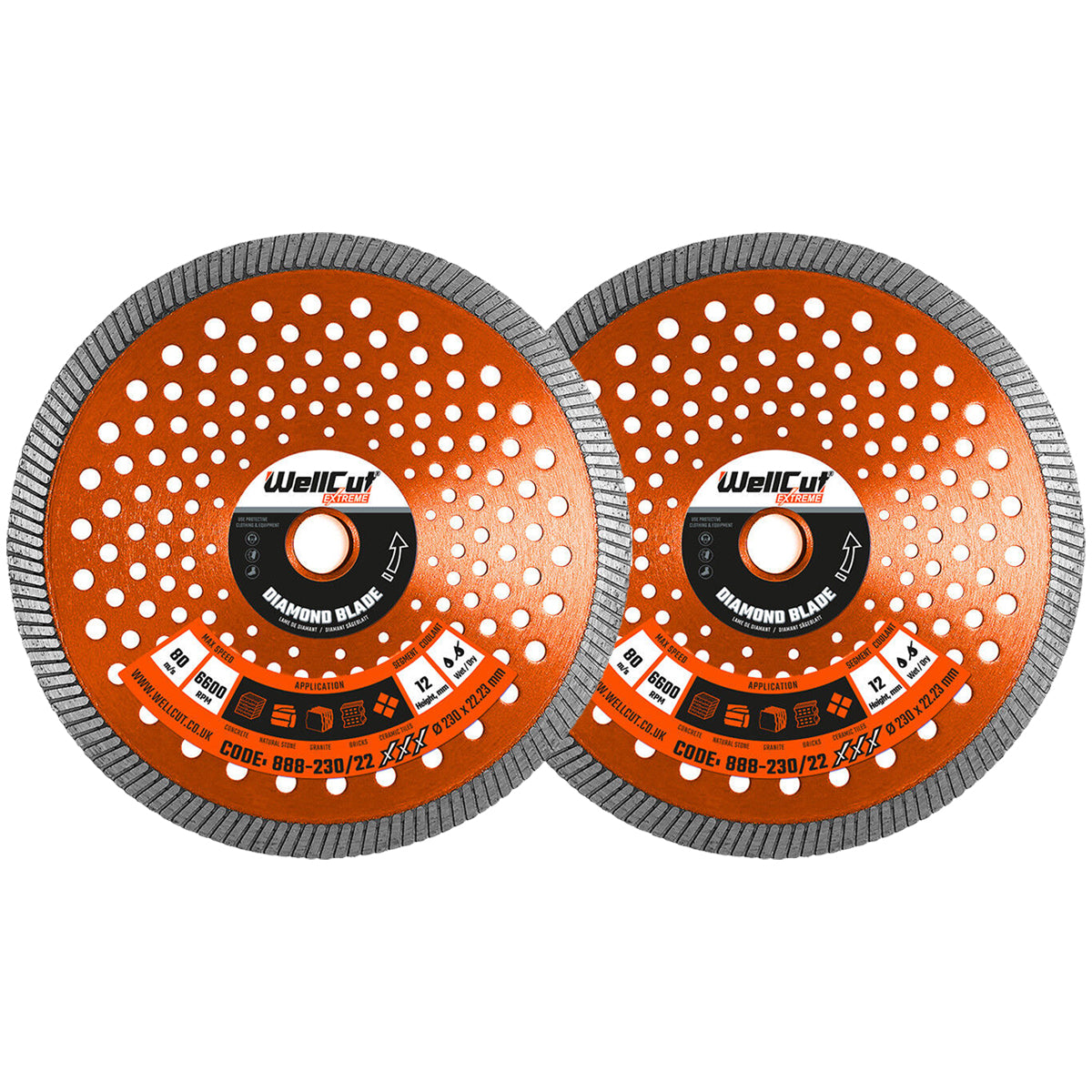 Diamond discs, 2pcs 230x22m WellCut 888-230/22-1