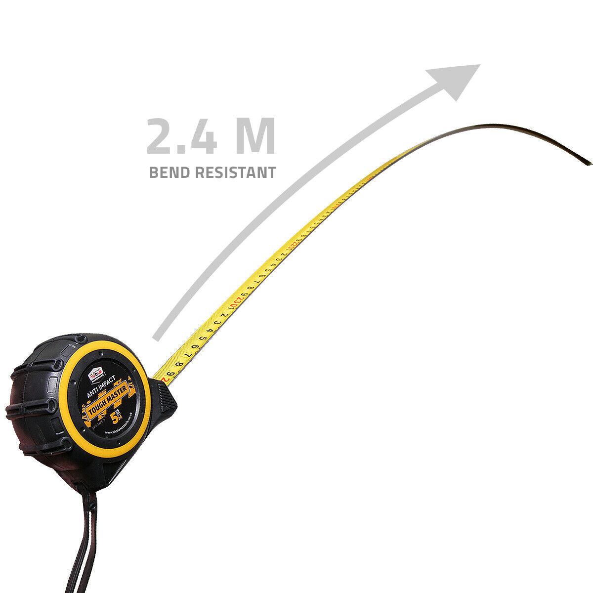 Roulette, meter, 5 meters long. Tough Master UPT-TAPE-5 with rubber abs body