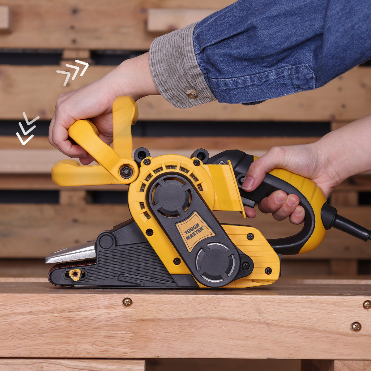 Elektrinis juostinis šlifuoklis 800W 75x457mm 240V 3M kabelis TM-BS76E Tough Master