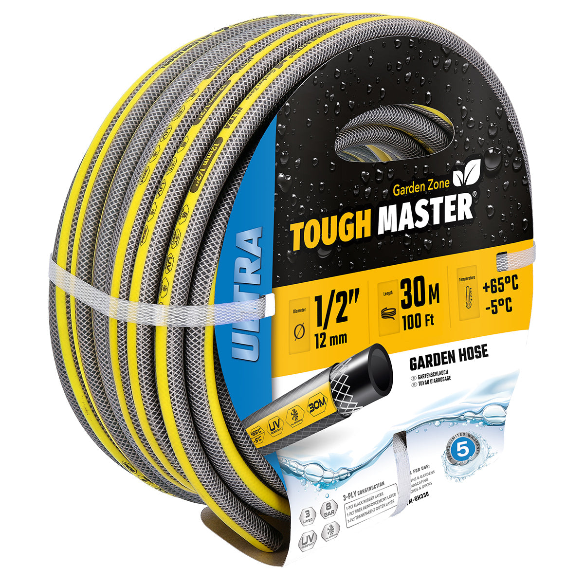 Reinforced garden watering hose, 30m. (-5°C to +65°C) Tough Master TM-GH330