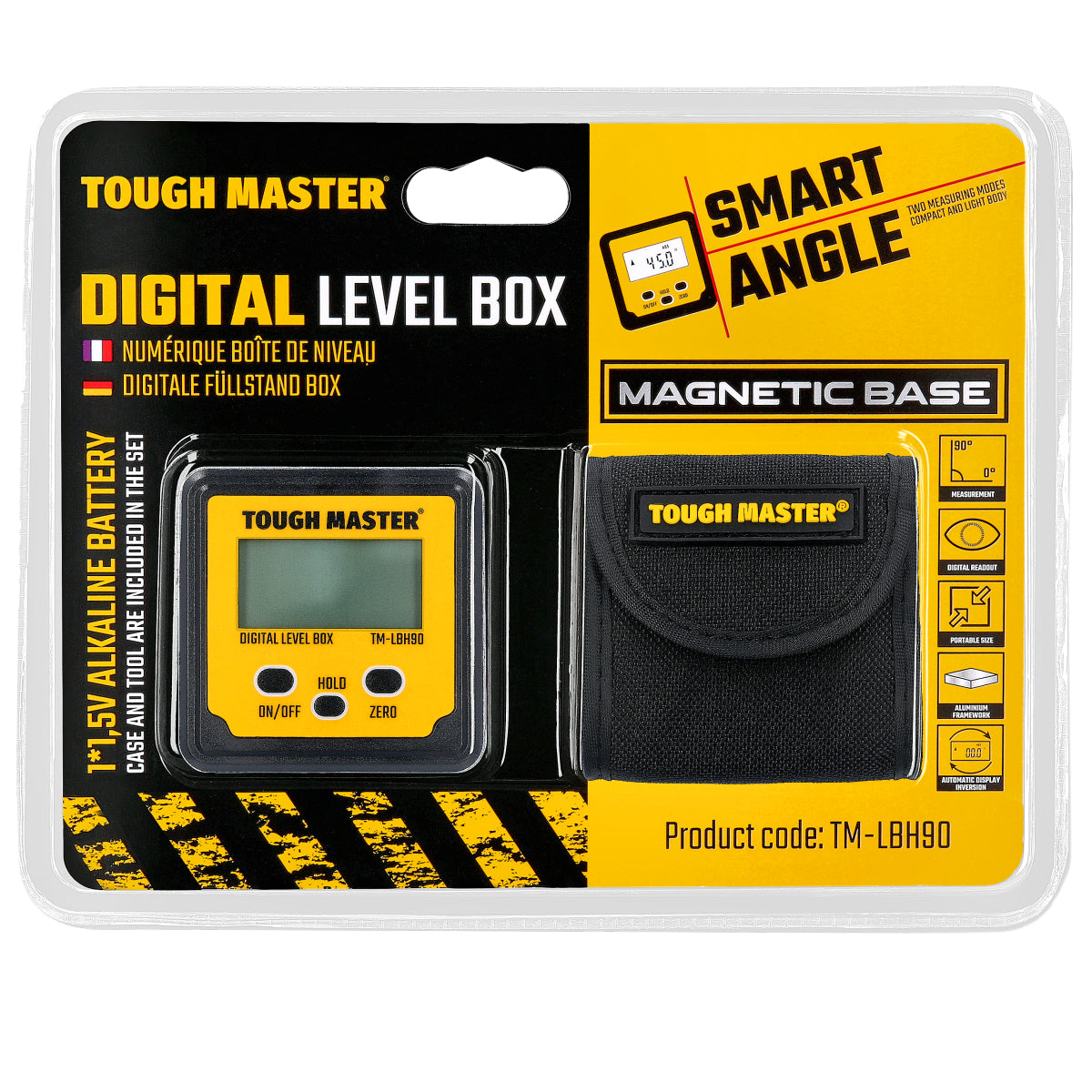 Digital protractor, magnetic Tough Master TM-LBH90