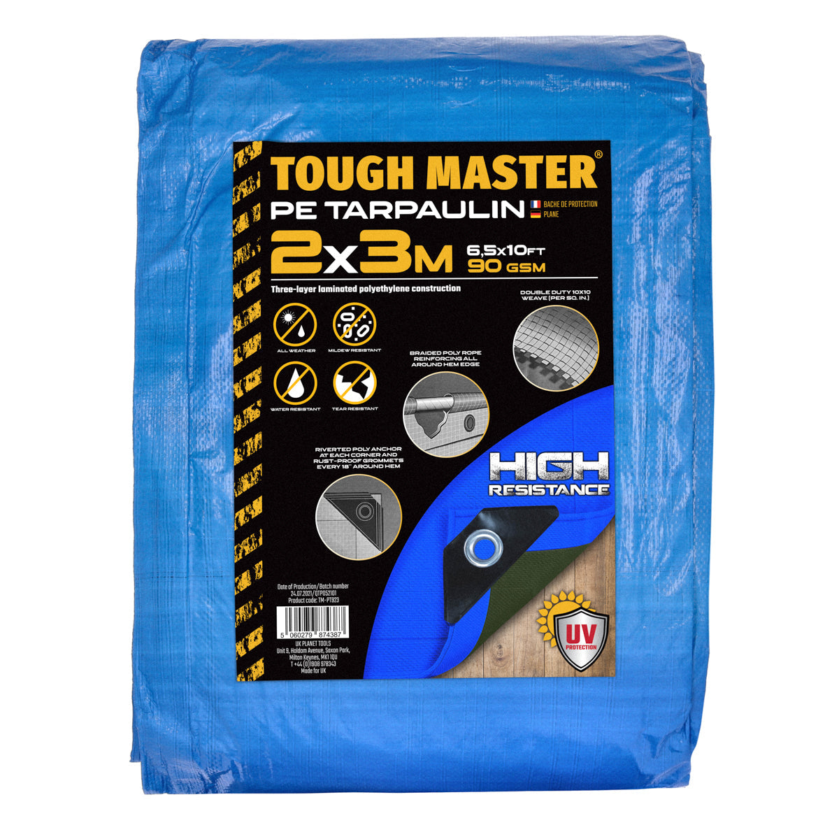 Reinforced garden Tarpaulin, tarpaulin 90gsm±3% Tough Master in various sizes from 2 to 15m