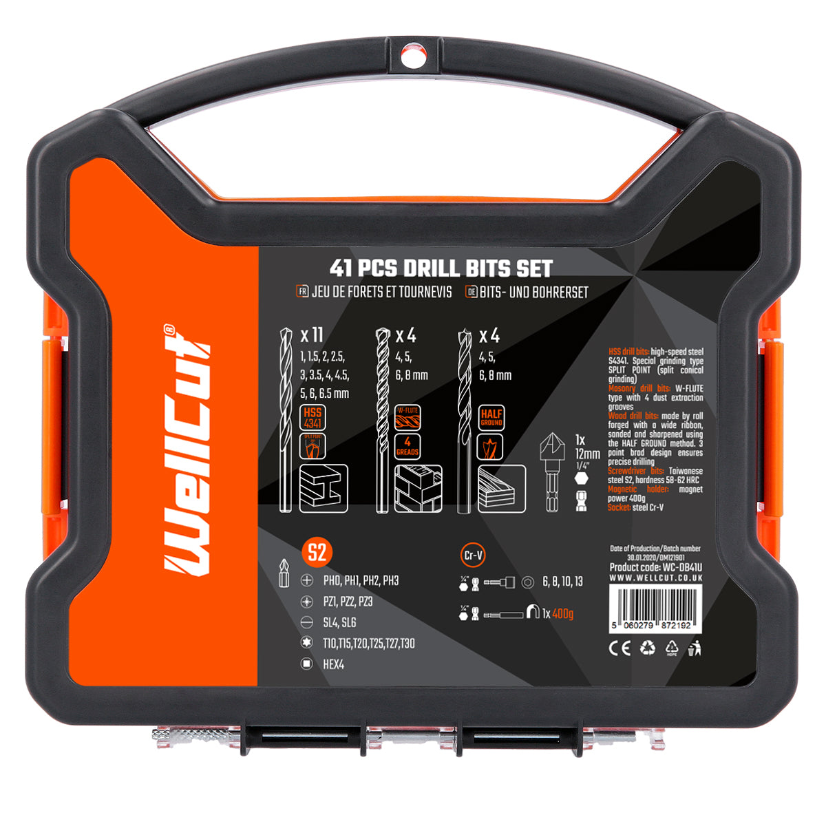 41 Piece WellCut WC-DB41U Screwdriver Bits and HSS Drill Bit Set