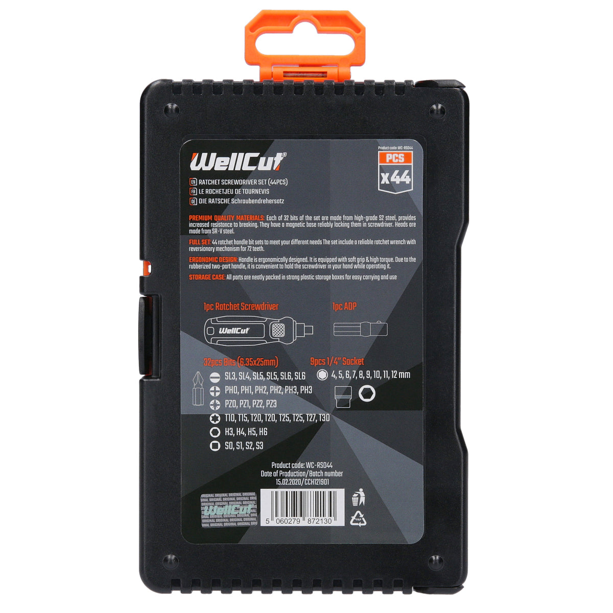 Universal WellCut screwdriver set 44 pcs tips WC-RSD44