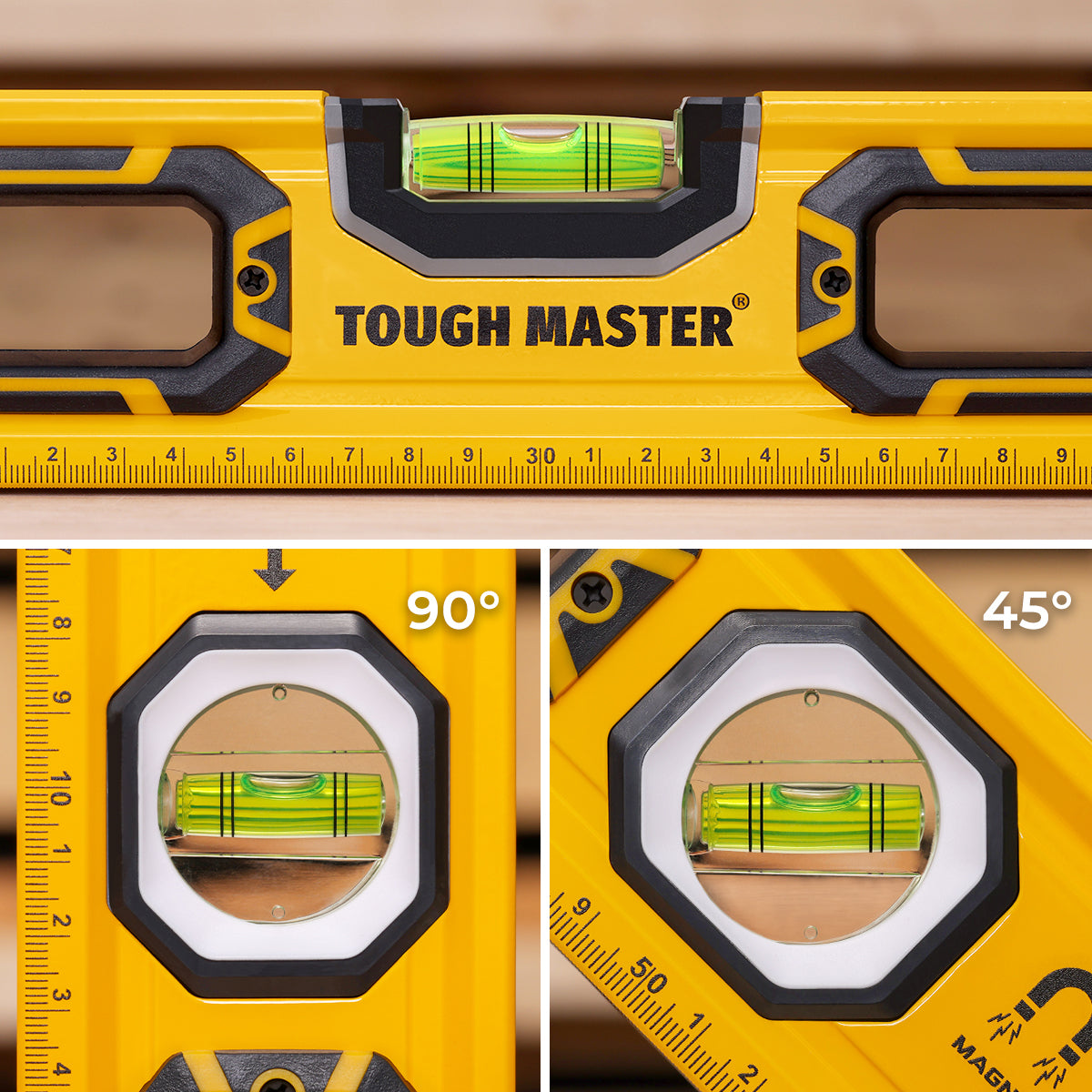 Gulsčiukių rinkinys,Tough Master 3 dalių PRO  , magnetinis, didelio tikslumo, priekinio vaizdo buteliukas, aliumininis smūgiams atsparus įrankis, 1200 mm ir 600 mm, 250 mm