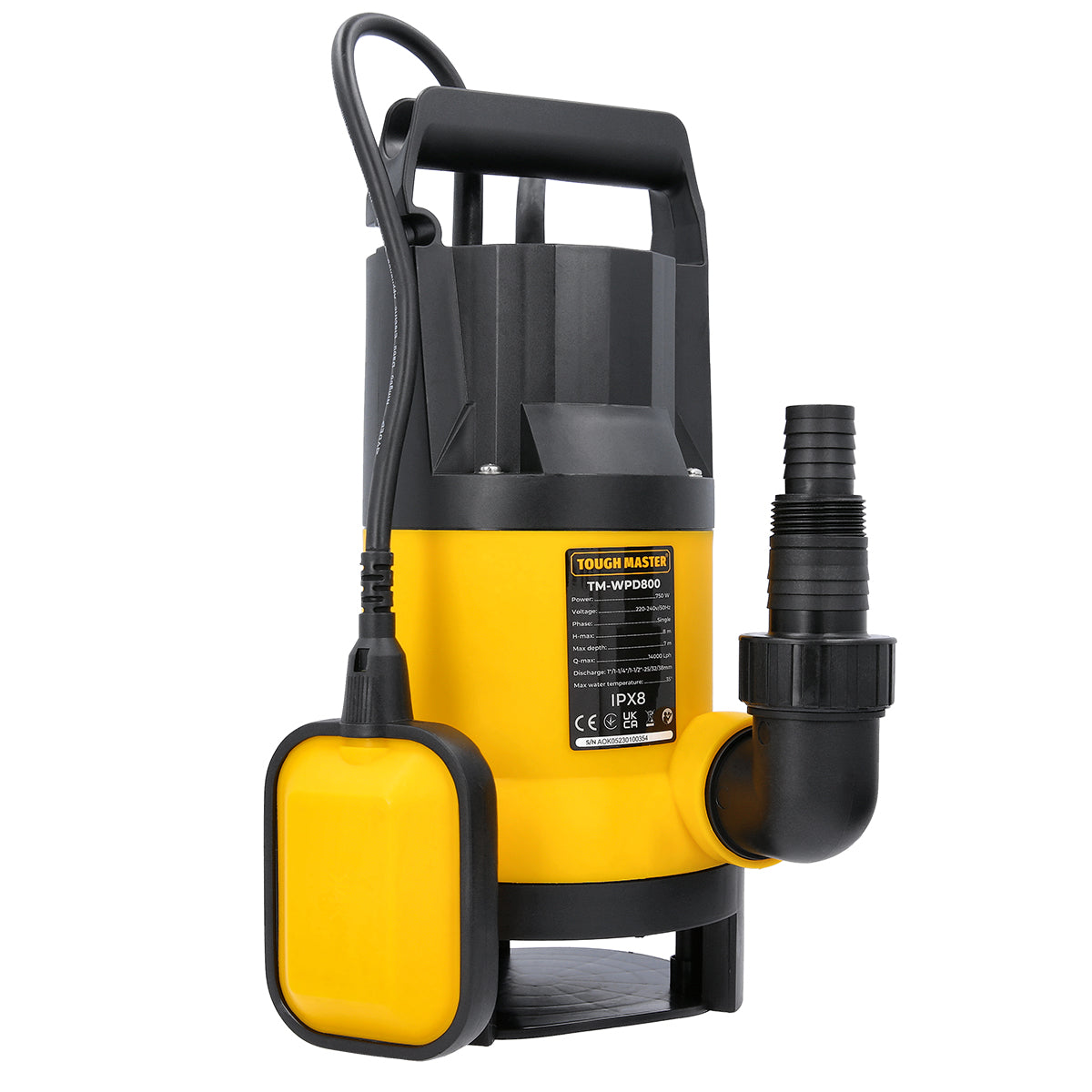 Vandens siurblys, elektrinė vandens pompa. 800w 14000 LPH švariam/nešvariam vandeniui Tough Master TM-WPD800