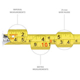 Measuring tape, roulette 8m x 25mm with magnetic end WellCut WC-MT825