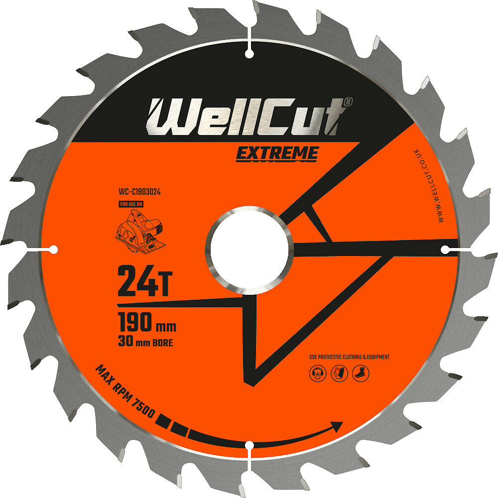 Circular saw blade, 190x30mm 24 teeth WellCut WC-C1903024