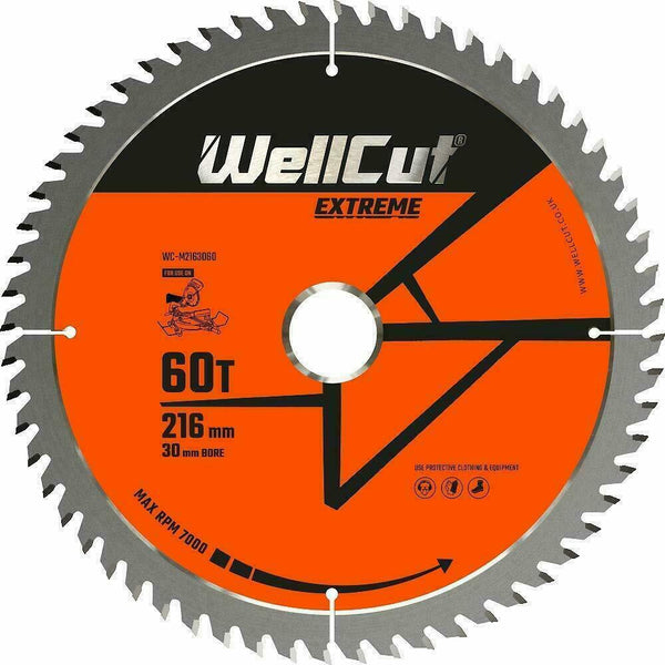 Diskinio pjūklo diskas, 216x30mm 60 dantų WellCut WC-M2163060
