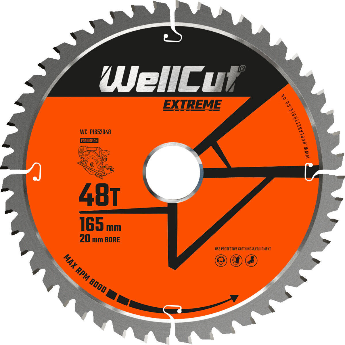 Circular saw blade, 165x20mm 48 teeth WellCut WC-P1652048