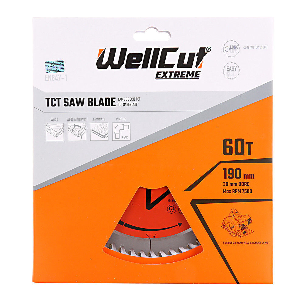 Circular saw blade, 190x30mm 60 teeth WellCut WC-C1903060