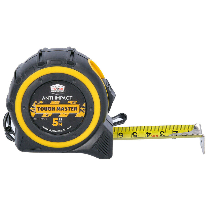 TOUGH MASTER Retractable 5m/16ft Tape Measure Imperial Metric Measuring ABS Rubber Case
