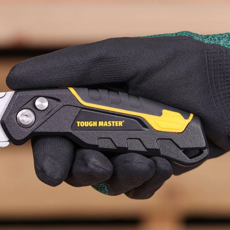 TOUGH MASTER® Folding utility knife with blade compartment & 3 replacement blades (TM-UFK174)