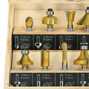 TOUGH MASTER Router Bits ¼”Shank Tungsten Carbide Tipped Set Wooden Case