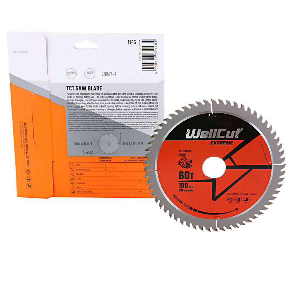 Circular saw blade, 190x30mm 60 teeth WellCut WC-C1903060