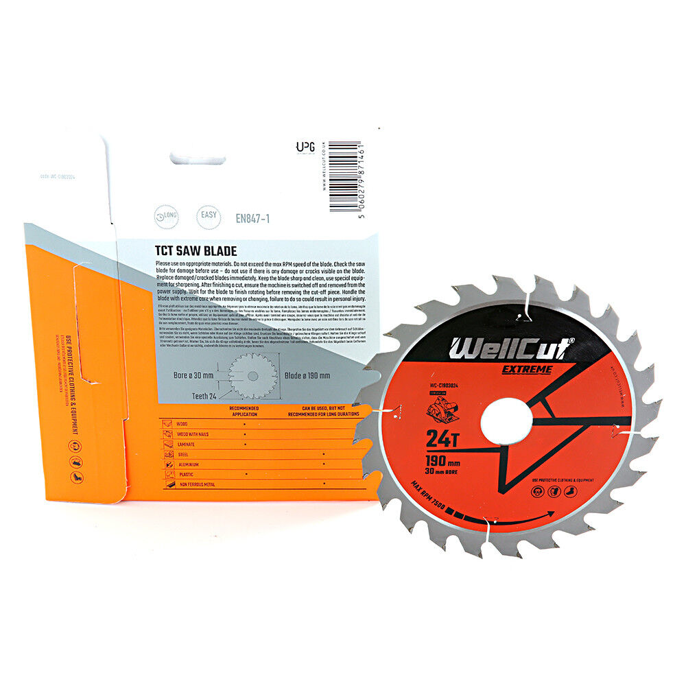 Circular saw blade, 190x30mm 24 teeth WellCut WC-C1903024