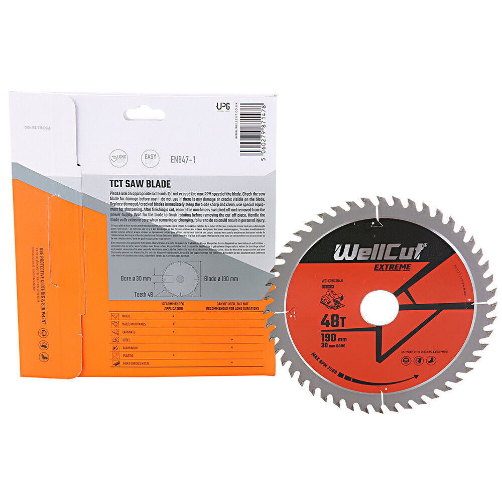 Circular saw blade, 190x30mm 48 teeth WellCut WC-C1903048