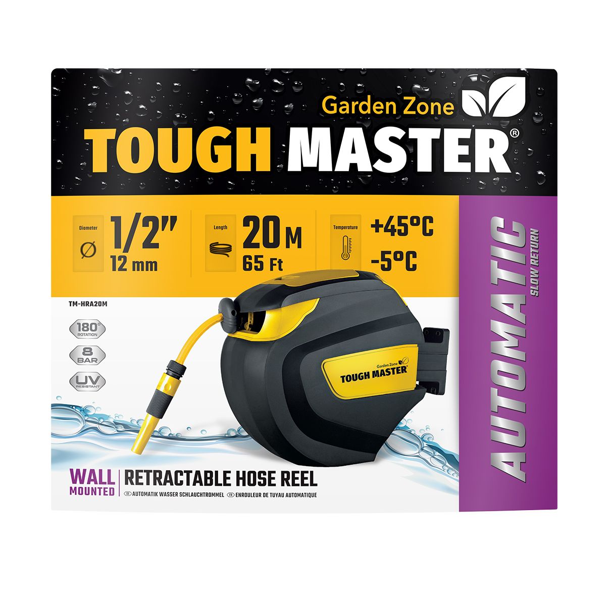 Automatinė laistymo žarnos ritė su  20m žarna Tough Master TM-HRA20M