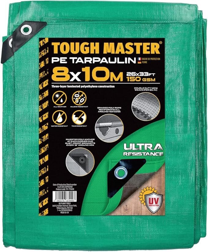 Armuotas sodo Brezentas, tentas  150gsm±3% Tough Master   įvairių dydžių nuo 2 iki 15m