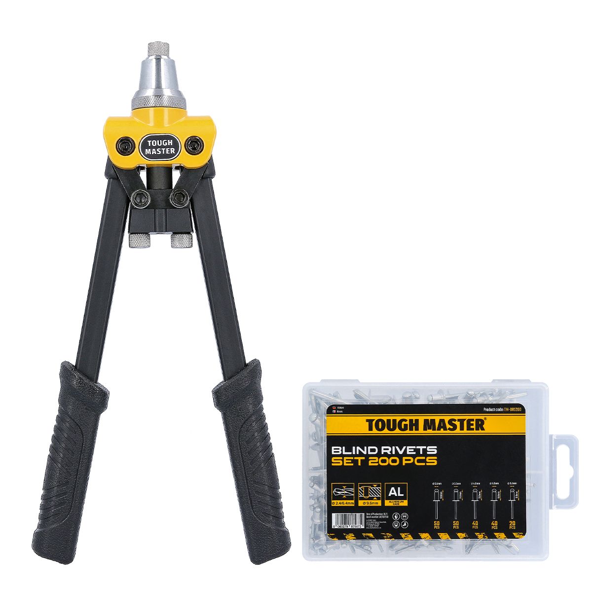 5in1 Riveter with rivets, suitable for various sizes of rivets Tough Master TM-RG52D