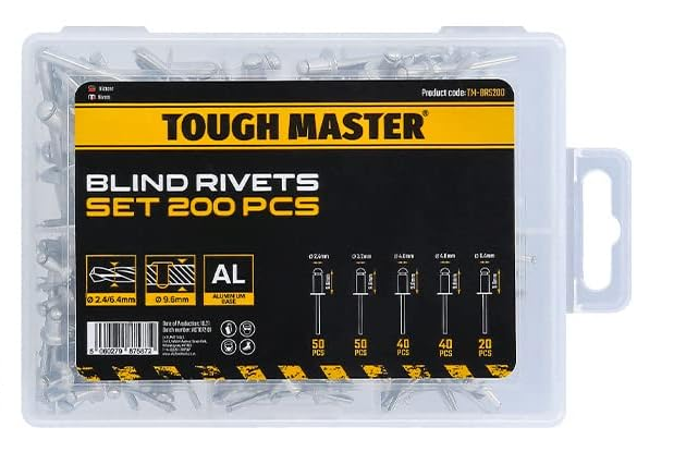 Rivet set 2.4mm 3.2mm 4.0mm 4.8mm 6.4mm Tough Master TM-BRS200