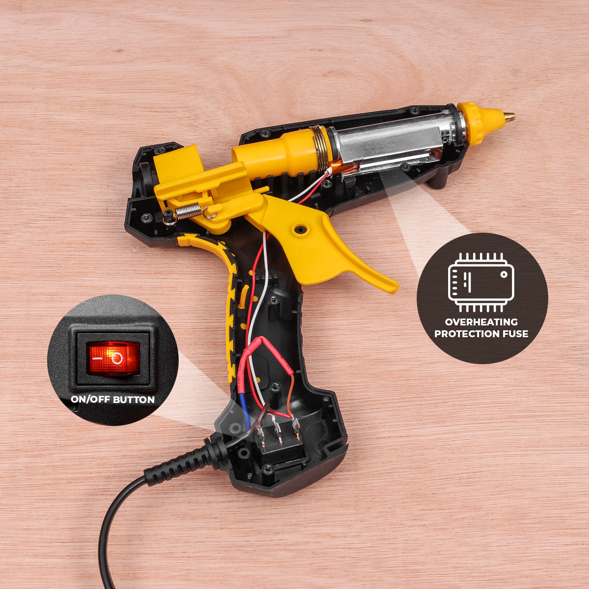 Hot glue gun, anti-drip nozzle, compact Tough Master TM-GG602