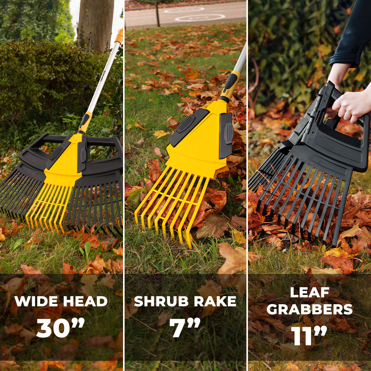 3in1 Rake, 30 teeth, telescopic handle Tough Master TM-GLR31