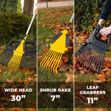 3in1 Rake, 30 teeth, telescopic handle Tough Master TM-GLR31