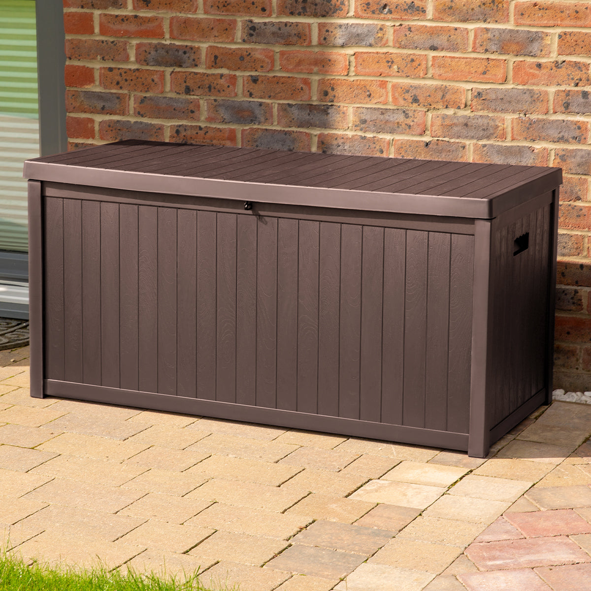 Garden storage box, plastic outdoor box 430l capacity Tough Master TM-SBW43H