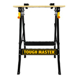 Folding work table, bamboo table top. Tough Master TM-WB100B