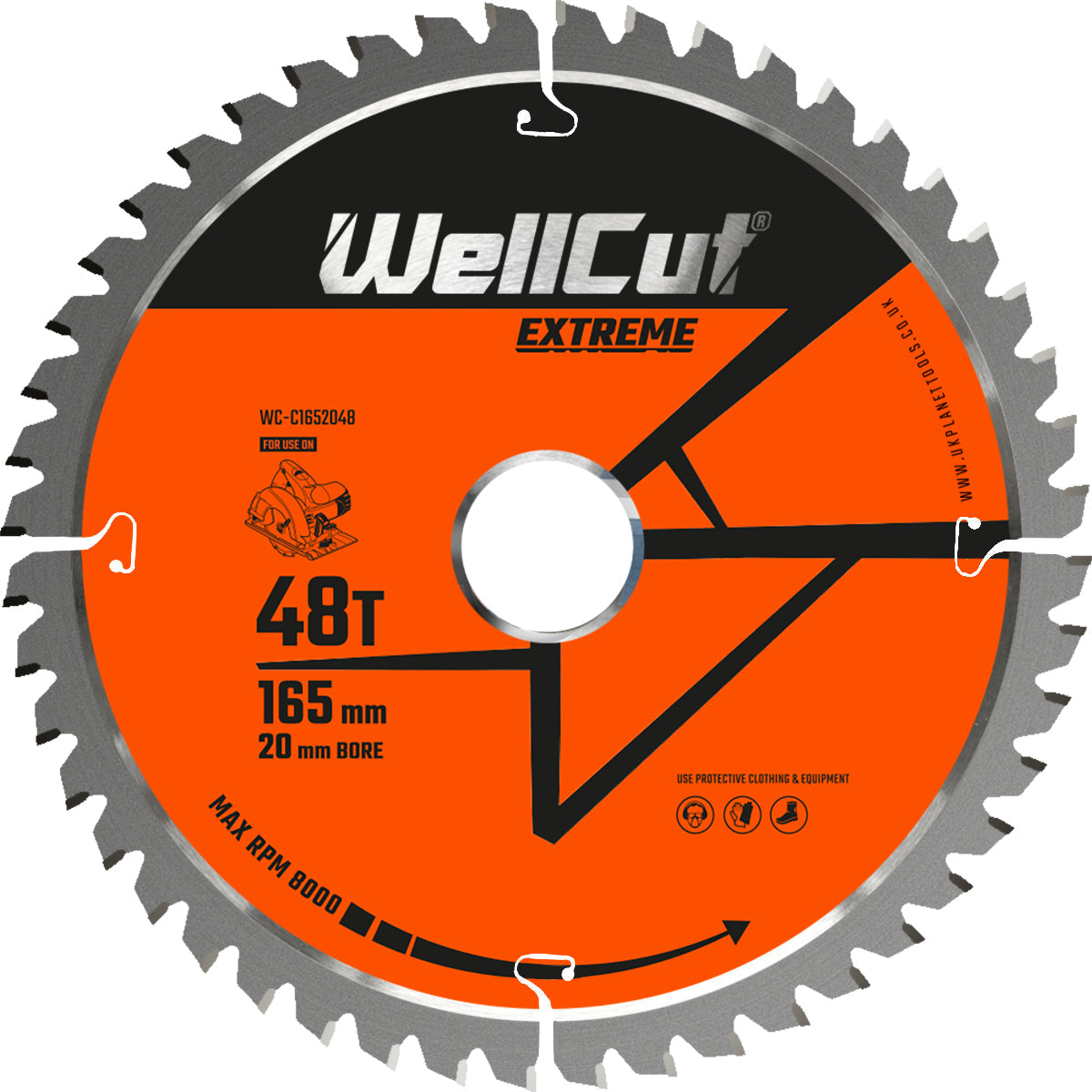 Circular Saw Blade WellCut TCT 165mm x 20mm 48 Teeth WC-C1652048 Fits DSS610, DSS611, HD18CS, DCS391