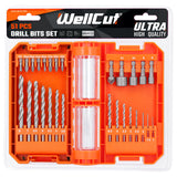 Drill set for wood, plastic, ceramics, in a compact case 51 pcs. WellCut WC-DB51U