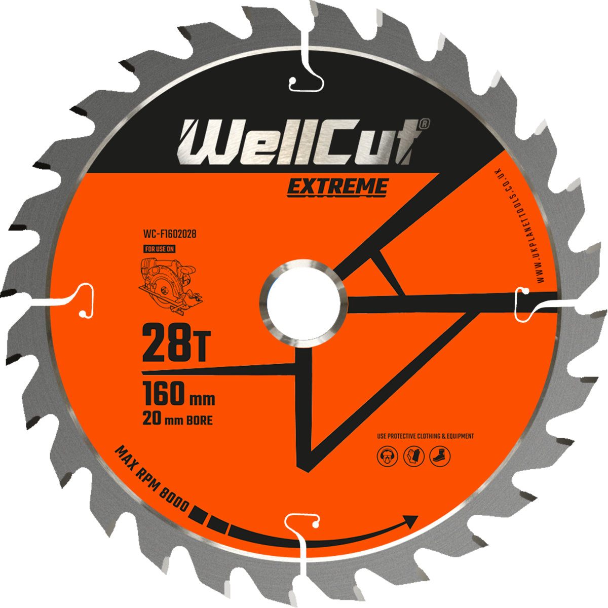 Circular saw blade, 160x20mm 28 teeth WellCut WC-F1602028