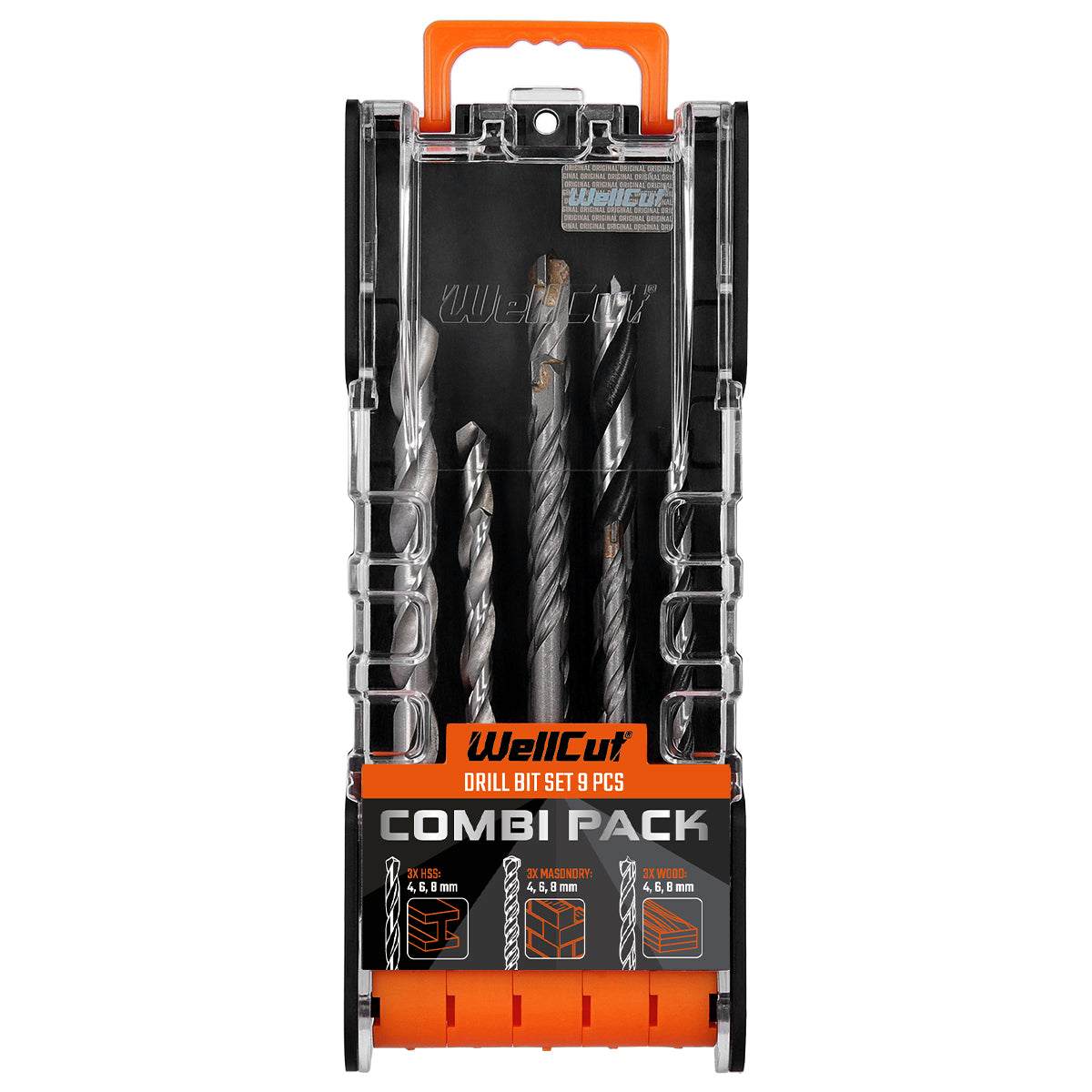 4-8mm Combination HSS/Masonry/Wood Drill Set WellCut WC-HWM9U