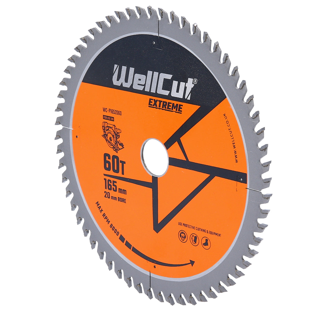 Circular saw blade, 165x20mm 60 teeth WellCut WC-P1652060