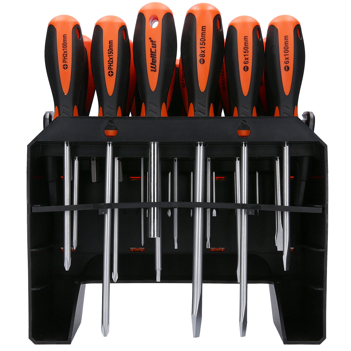 Set of screwdrivers and their bits with wall holder 114 pieces, WellCut WC-SDB114S