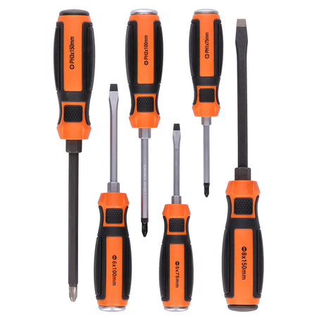 Screwdriver set 6 parts, with non-slip handle, forged WellCut WC-SDD6U