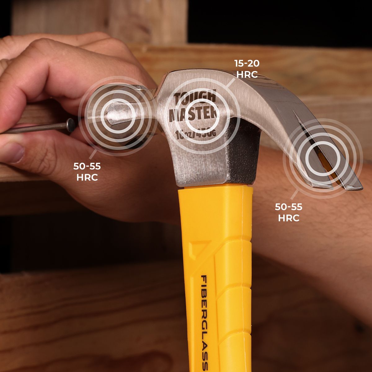 Hammer with steel head, magnetic, fiberglass handle Tough Master TM-CCH16FM