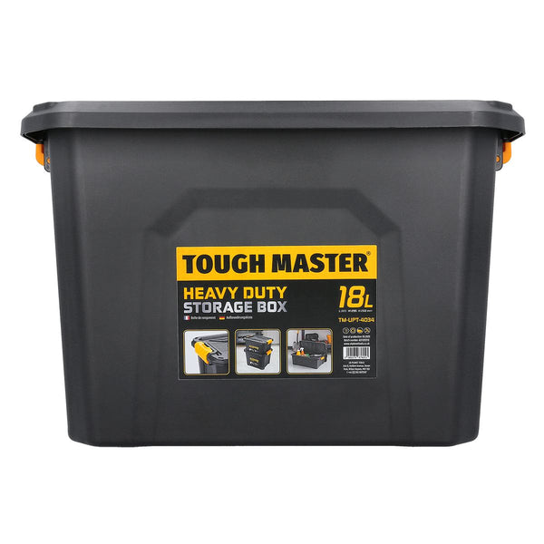 TOUGH MASTER® Storage Box Heavy Duty Stackable Plastic Box Chest Organiser for Tools, Toys, Camping Gear - 18 Litres (TM-UPT-4034)