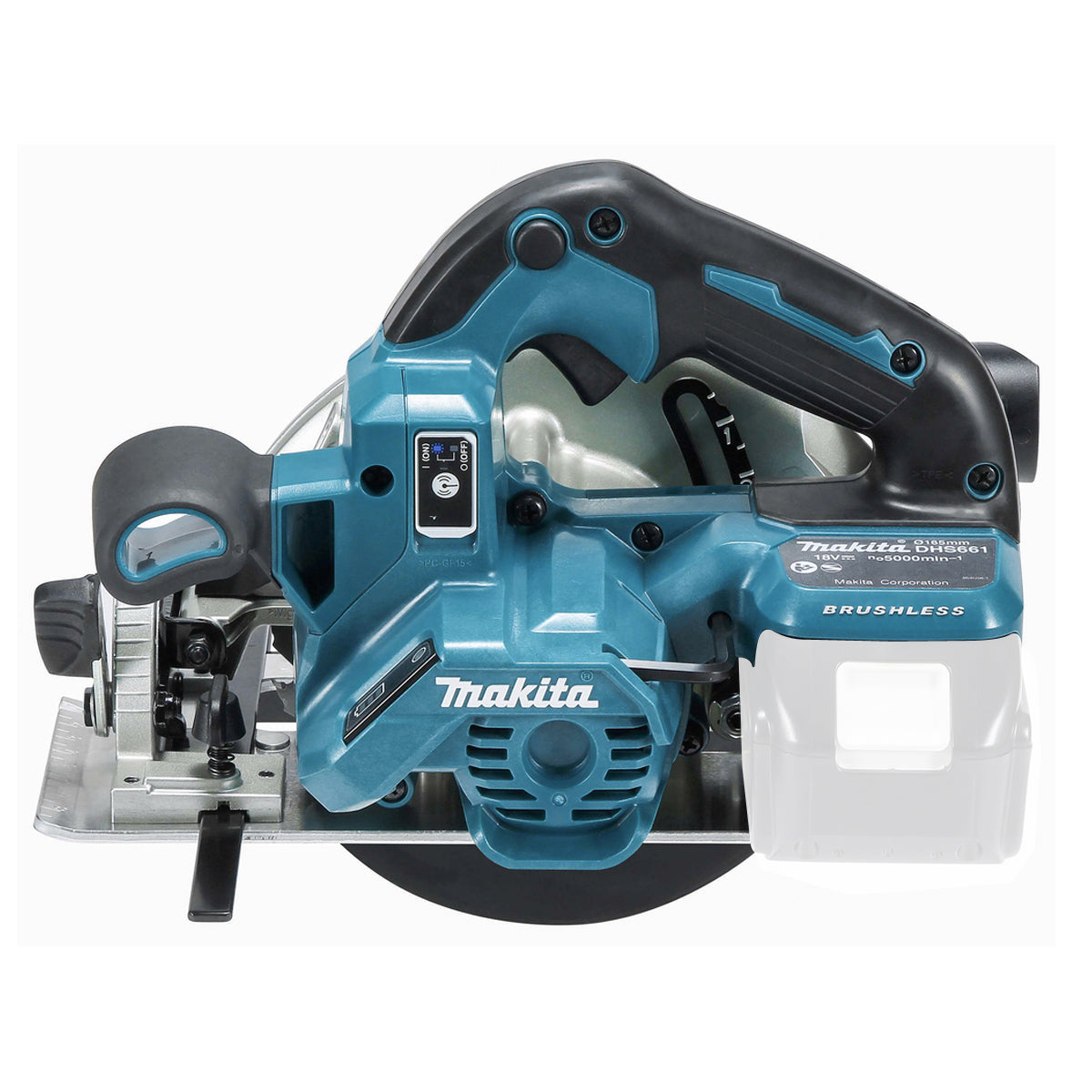 Makita  akumuliatorinis bešepetėlinis 165 mm diskinis pjūklas DHS661Z 18V LXT