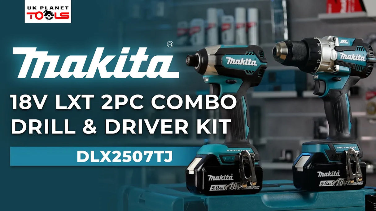Makita DLX2507TJ 18V LXT Cordless Brushless Combi Drill &amp; Impact Driver Twin Pack With 2 x 5.0Ah Batteries, Charger &amp; Case 